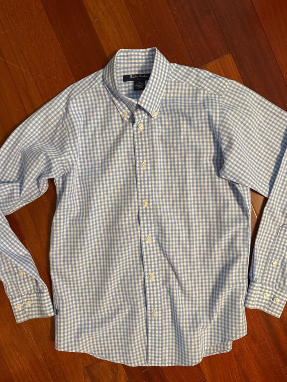 Boy’s Brooks Brothers Light Blue & White Gingham Button-Down Shirt No Iron